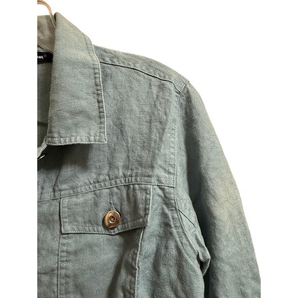 Saint Topez West Women’s Teal Blue 100% Linen Jacket Size Medium - Picture 4 of 6